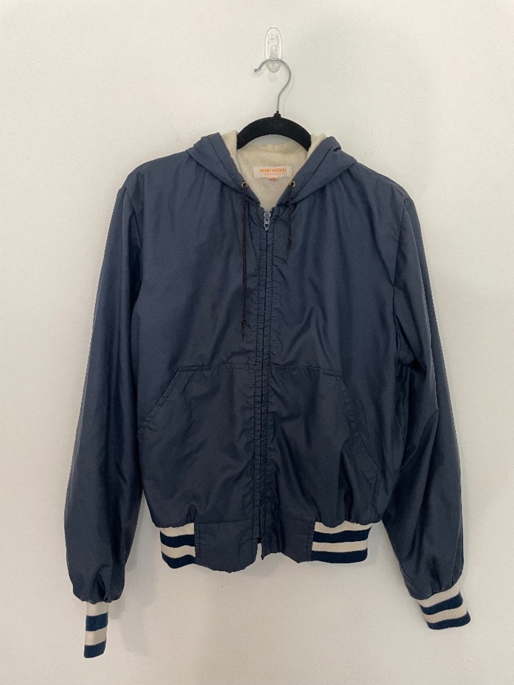 Vintage 80s Brooks Brothers Blue Nylon Track Varsity Jacket, Unisex 40 S/ Medium